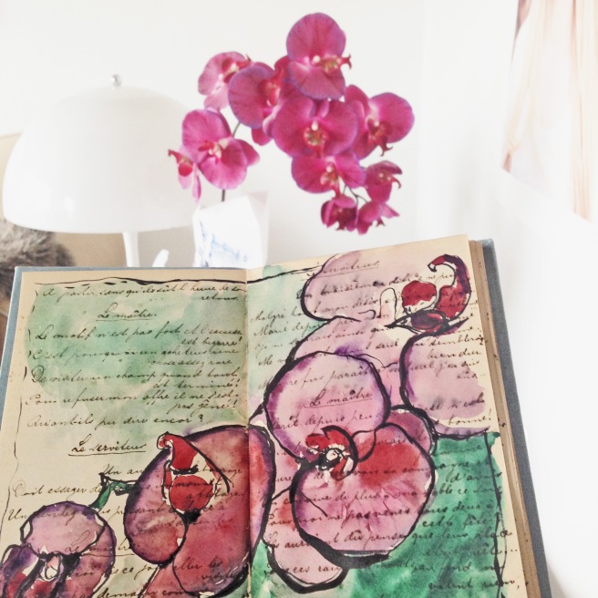 Art Journal , drawing, flower